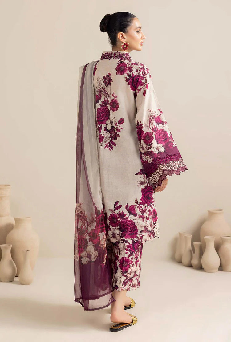 ADAN LIBAS-3PC LAWN PRINTED EMB SHIRT WITH LAWN PRINTED DUPATTA AND PRINT TROUSER-BIC-059