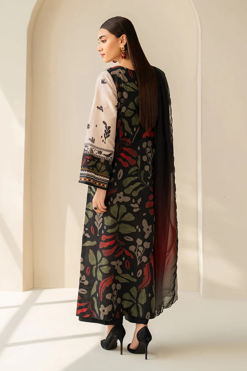 BAROQUE-3PC LAWN DIGITAL PRINTED SHIRT WITH SILK PRINTED DUPATTA AND PRINTED TROUSER-BIC-032