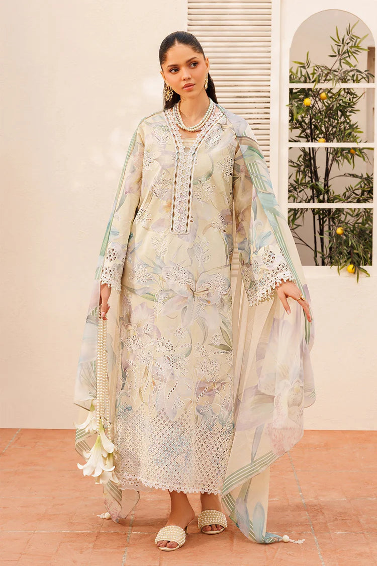 BAROQUE-3PC LAWN PRINTED EMB SHIRT WITH SILK PRINTED DUPATTA AND TROUSER-BIC-050