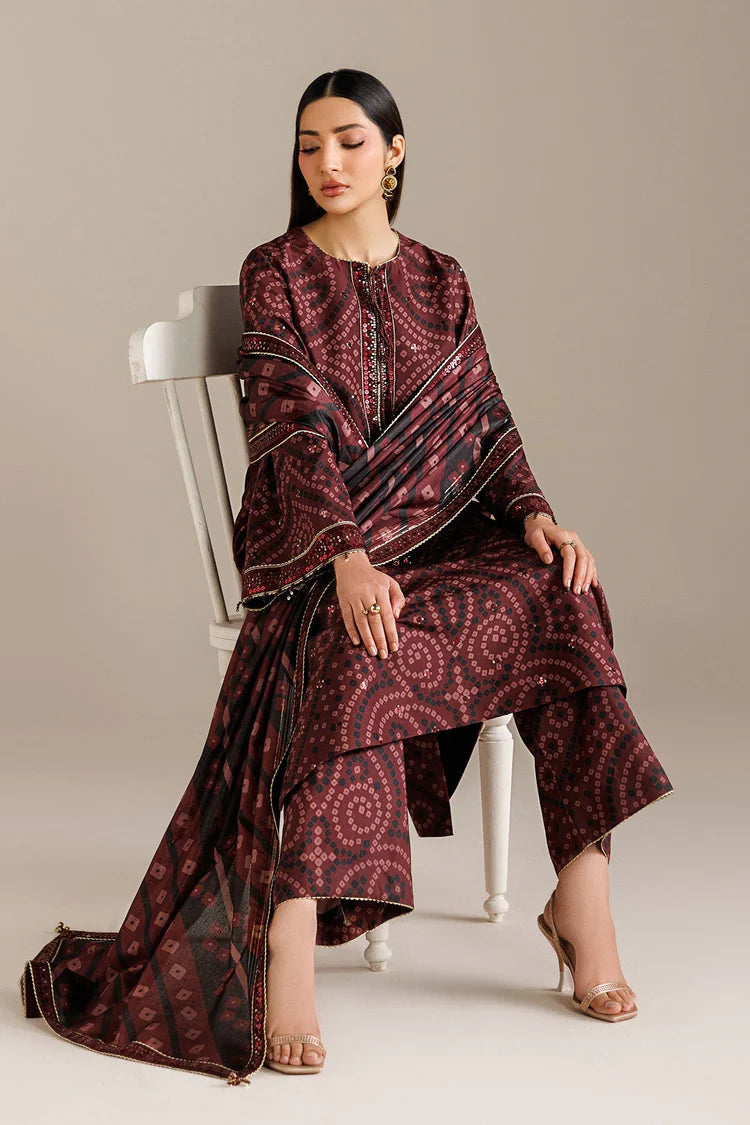 JAZMIN-3PC LAWN DIGITAL PRINTED SHIRT WITH SILK PRINTED DUPATTA AND PRINTED TROUSER-BIC-002