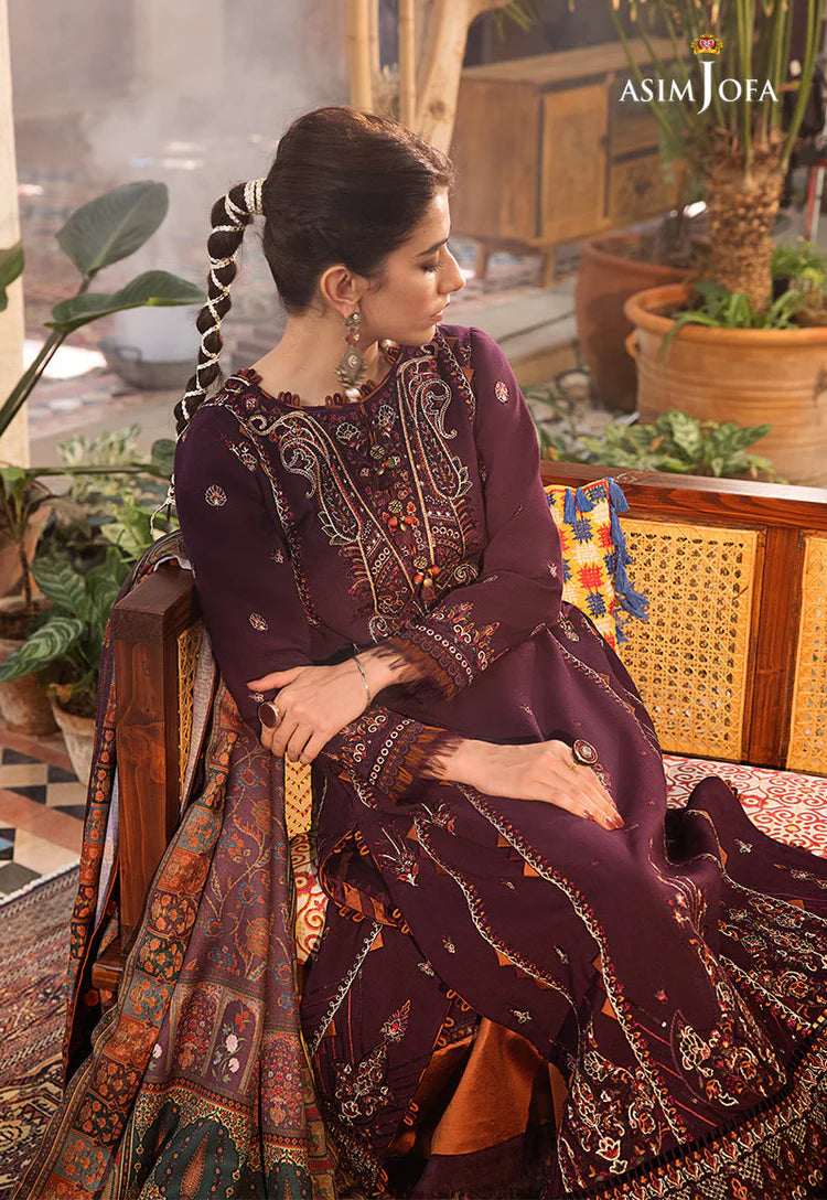 ASIM.JOFA-3PC LAWN EMBROIDERED SHIRT WITH MONARK PRINTED DUPATTA AND TROUSER-BIC-3523