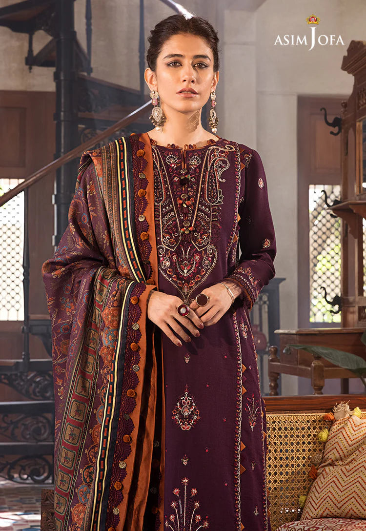 ASIM.JOFA-3PC LAWN EMBROIDERED SHIRT WITH MONARK PRINTED DUPATTA AND TROUSER-BIC-3523