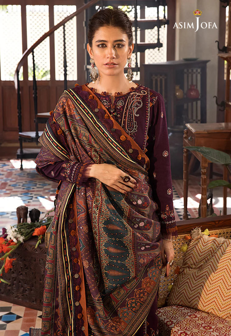 ASIM.JOFA-3PC LAWN EMBROIDERED SHIRT WITH MONARK PRINTED DUPATTA AND TROUSER-BIC-3523
