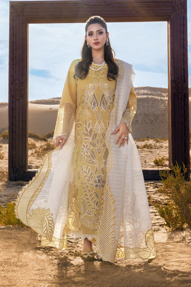 RANG RASIYA-3PC LAWN LASERCUTWORK EMBROIDERED SHIRT WITH KHAADI NET EMBROIDERED DUPATTA AND TROUSER -BIC-4769