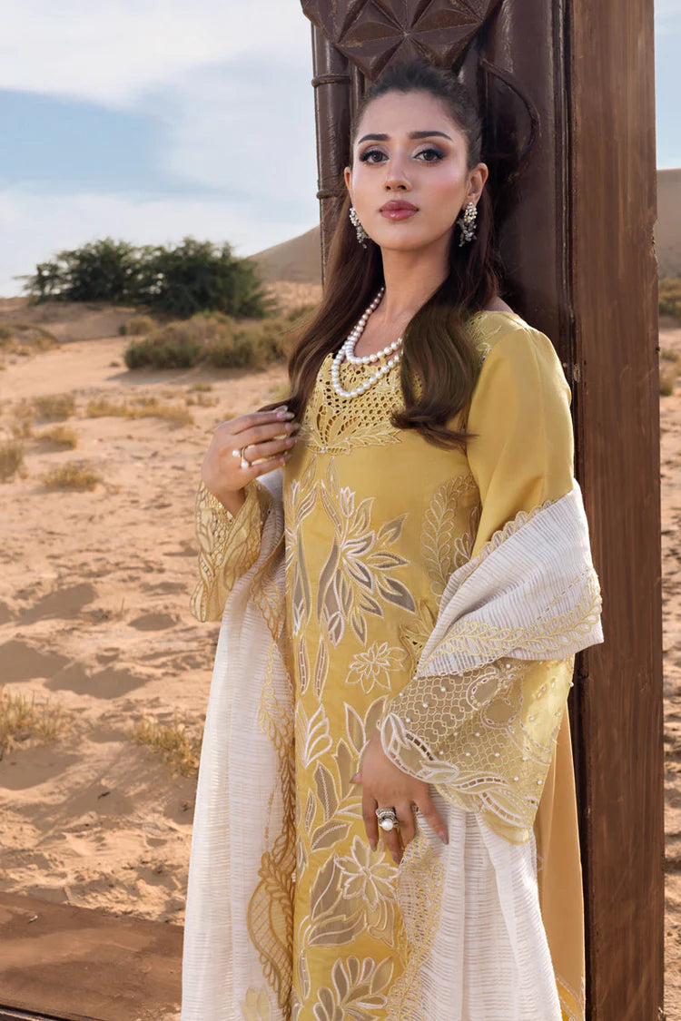 RANG RASIYA-3PC LAWN LASERCUTWORK EMBROIDERED SHIRT WITH KHAADI NET EMBROIDERED DUPATTA AND TROUSER -BIC-4769