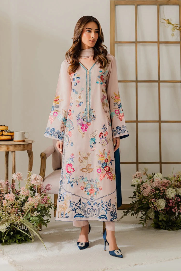 VINTAGE-3PC LAWN EMBROIDERED SHIRT WITH TYE & DYE CHIFFON DUPATTA AND TROUSER-BIC-4569