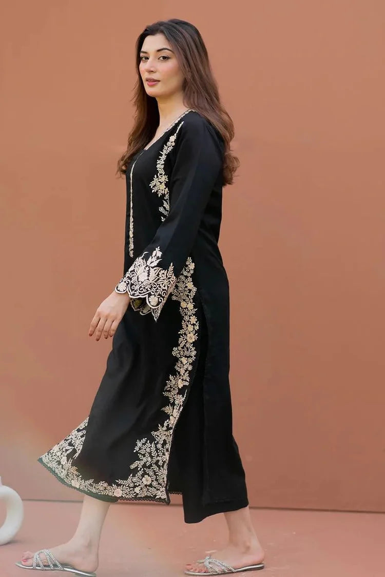 LAJWANTI-2PC LAWN EMBROIDERED SHIRT WITH LAWN EMBROIDERED SLEEVES-BIC-214