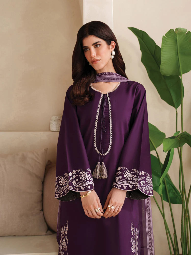 GARNET-2PC LAWN EMBROIDERED SHIRT WITH EMBROIDERED SLEEVES