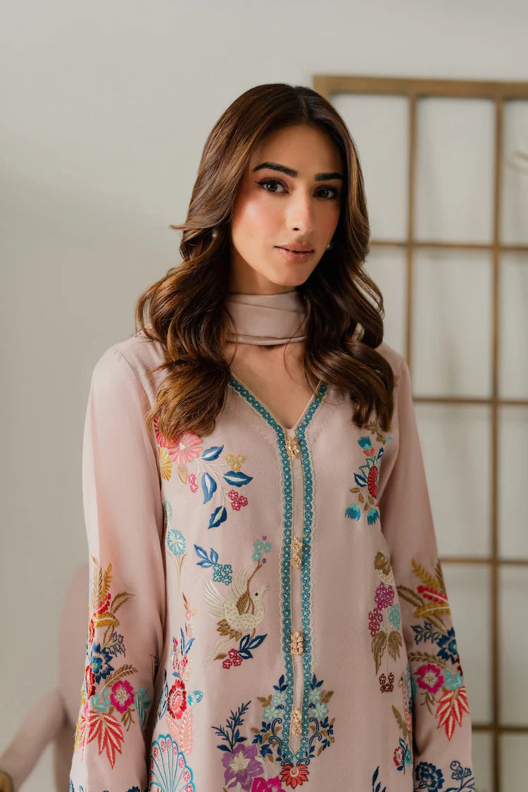VINTAGE-3PC LAWN EMBROIDERED SHIRT WITH TYE & DYE CHIFFON DUPATTA AND TROUSER-BIC-4569