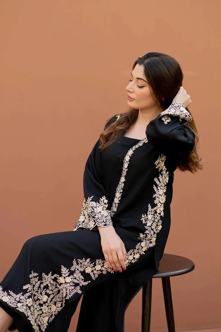LAJWANTI-2PC LAWN EMBROIDERED SHIRT WITH LAWN EMBROIDERED SLEEVES-BIC-214