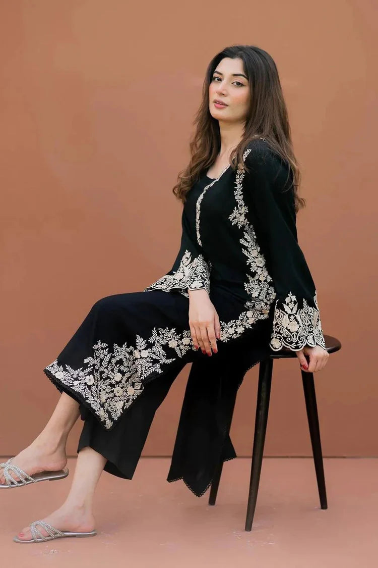 LAJWANTI-2PC LAWN EMBROIDERED SHIRT WITH LAWN EMBROIDERED SLEEVES-BIC-214