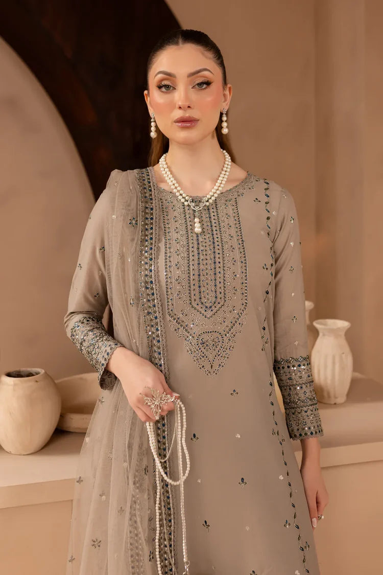 BATIK-3PC LAWN SEQUIN EMBROIDERED SHIRT WITH ORGANZA EMBROIDERED DUPATTA AND EMB TROUSER-BIC-4534