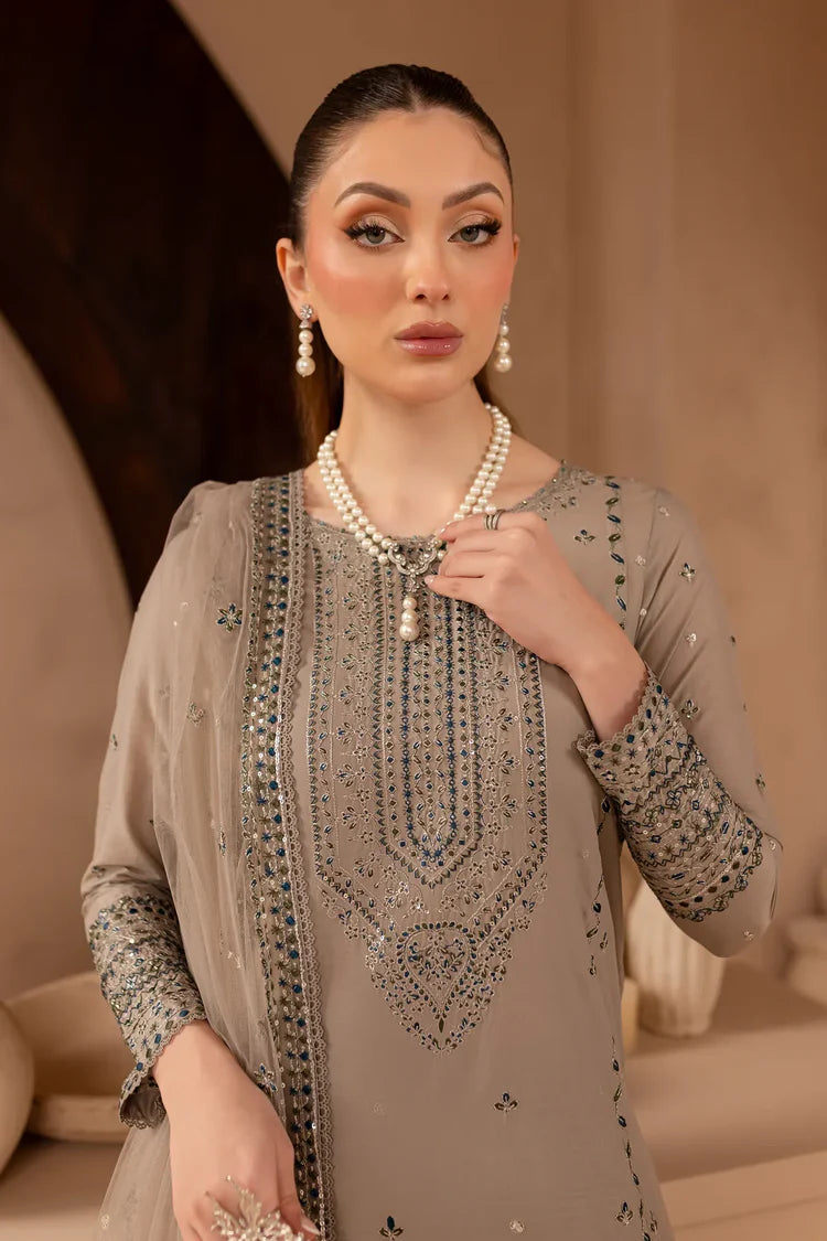 BATIK-3PC LAWN SEQUIN EMBROIDERED SHIRT WITH ORGANZA EMBROIDERED DUPATTA AND EMB TROUSER-BIC-4534