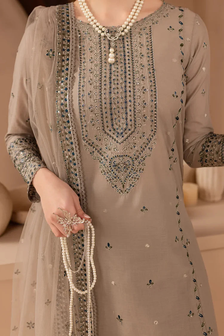 BATIK-3PC LAWN SEQUIN EMBROIDERED SHIRT WITH ORGANZA EMBROIDERED DUPATTA AND EMB TROUSER-BIC-4534